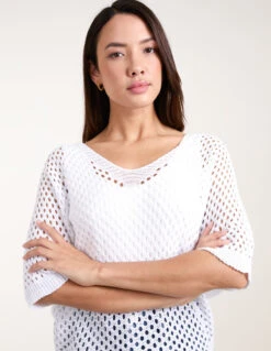 Crochet V Neck Top(Cotton Crochet V Neck Top 1) -Repertoire Fashion Store BV2787 IVORY 1 ba98b74d b3bc 47eb 9692 c0e569596b92