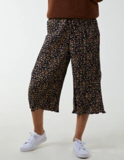 Animal Print Cropped Trousers(Animal Print Cropped Trousers) -Repertoire Fashion Store BV2792 NAVY 3309 1