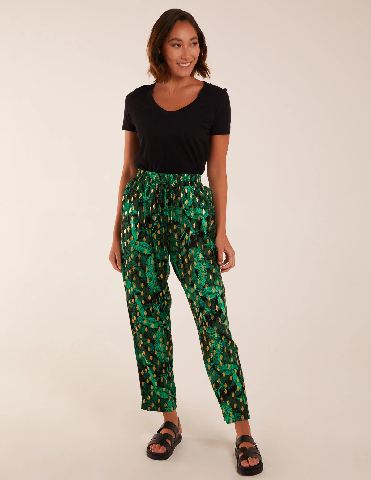 Foil Detail Capri Trousers(Green Foil Detail Capri Trousers) 2 Foil Detail Capri Trousers(Green Foil Detail Capri Trousers) - Image 2