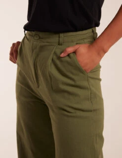 Wide Leg Trousers(Khaki Wide Leg Trousers) -Repertoire Fashion Store BV2824 KHAKI 4026