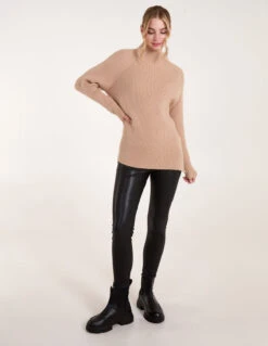 Double Hem Detail High Neck Jumper(Double Hem Detail High Neck Jumper) 6 Double Hem Detail High Neck Jumper(Double Hem Detail High Neck Jumper) -Repertoire Fashion Store BV2913 BEIGE 71973