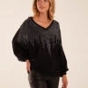 V Neck Diamante Jumper(Black V Neck Diamante Jumper) -Repertoire Fashion Store BV2968003 113800