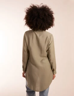 Linen Button Front Shirt(Khaki Linen Button Front Shirt) -Repertoire Fashion Store BV3087 KHAKI 11909