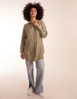 Linen Button Front Shirt(Khaki Linen Button Front Shirt) -Repertoire Fashion Store BV3087 KHAKI 11921