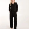 Linen Shirt And Flare Trouser Set(Black Linen Shirt And Flare Trouser Set) -Repertoire Fashion Store BV3088 BLACK 0403