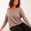 V-Neck Ribbed Jumper(Mocha V Neck Ribbed Jumper)