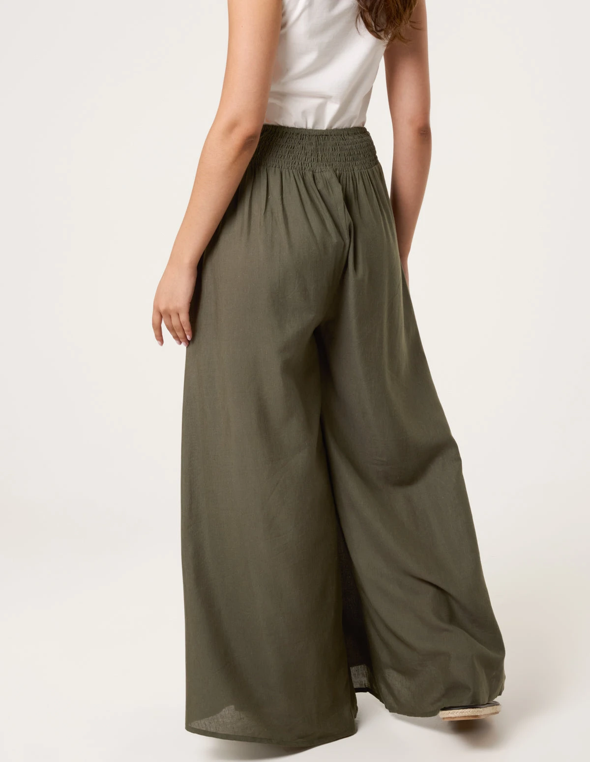 Wide Leg Embellished Linen Trousers(Green Wide Leg Embellished Trouser) 5 Wide Leg Embellished Linen Trousers(Green Wide Leg Embellished Trouser) - Image 5