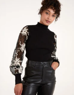 Lace Sleeve High Neck Jumper(Lace Sleeve High Neck Jumper 1)
