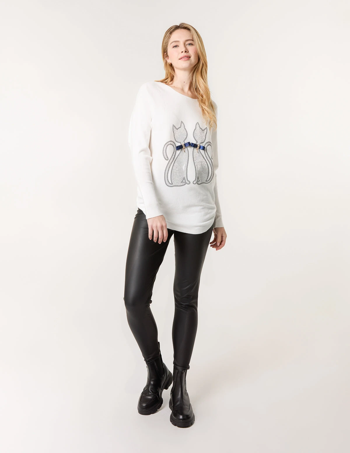 Embellished Cat Jumper(White Embellished Cat Jumper) 3 Embellished Cat Jumper(White Embellished Cat Jumper) - Image 3