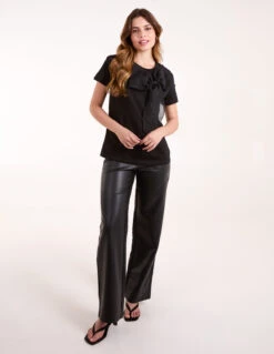 Embellished Bow Applique T-shirt(Embellished Bow Applique T Shirt) -Repertoire Fashion Store BV3344003 138957