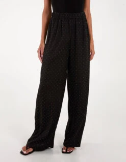Studded High Waist Trousers(Sequin High Waist Trousers) -Repertoire Fashion Store BV3357 BLACK 35273 1