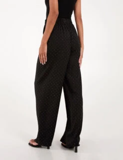 Studded High Waist Trousers(Sequin High Waist Trousers) -Repertoire Fashion Store BV3357 BLACK 35281 1