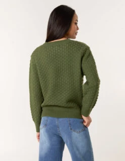 Textured Knit Jumper(Khaki Textured Knit Jumper) -Repertoire Fashion Store BV3383 KHAKI 9110 1