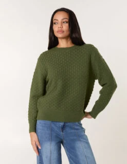 Textured Knit Jumper(Khaki Textured Knit Jumper)