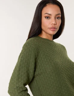 Textured Knit Jumper(Khaki Textured Knit Jumper) -Repertoire Fashion Store BV3383 KHAKI 9131 1