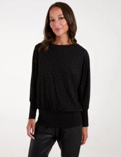 Batwing Top With Diamantes(Black Batwing Top With Diamantes)