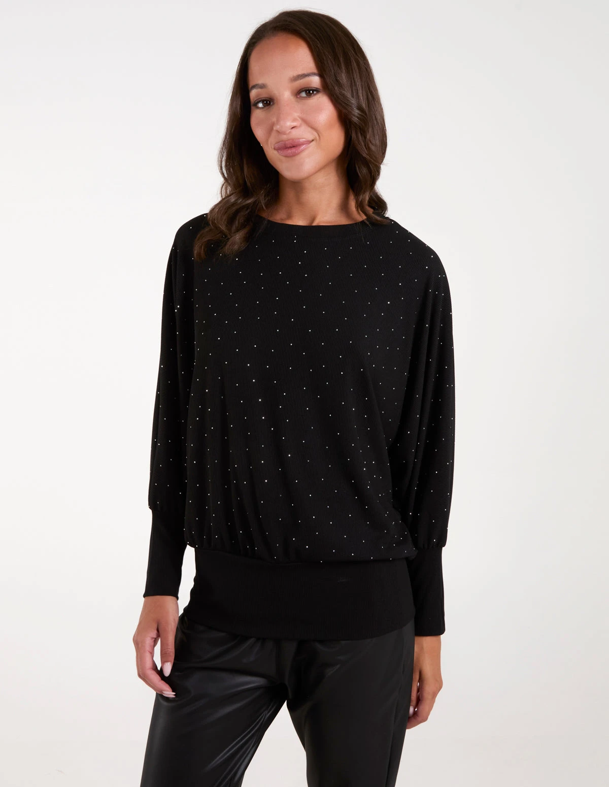 Batwing Top With Diamantes(Black Batwing Top With Diamantes) 1 Batwing Top With Diamantes(Black Batwing Top With Diamantes)
