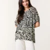 Short-Sleeved Top With Abstract Print(Short Sleeved Top With Abstract Print)