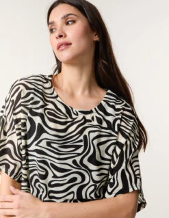 Short-Sleeved Top With Abstract Print(Short Sleeved Top With Abstract Print) -Repertoire Fashion Store BV3469003 145985