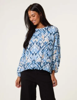 Abstract Aztec Batwing Elasticated Top(Abstract Aztec Batwing Elasticated Top)