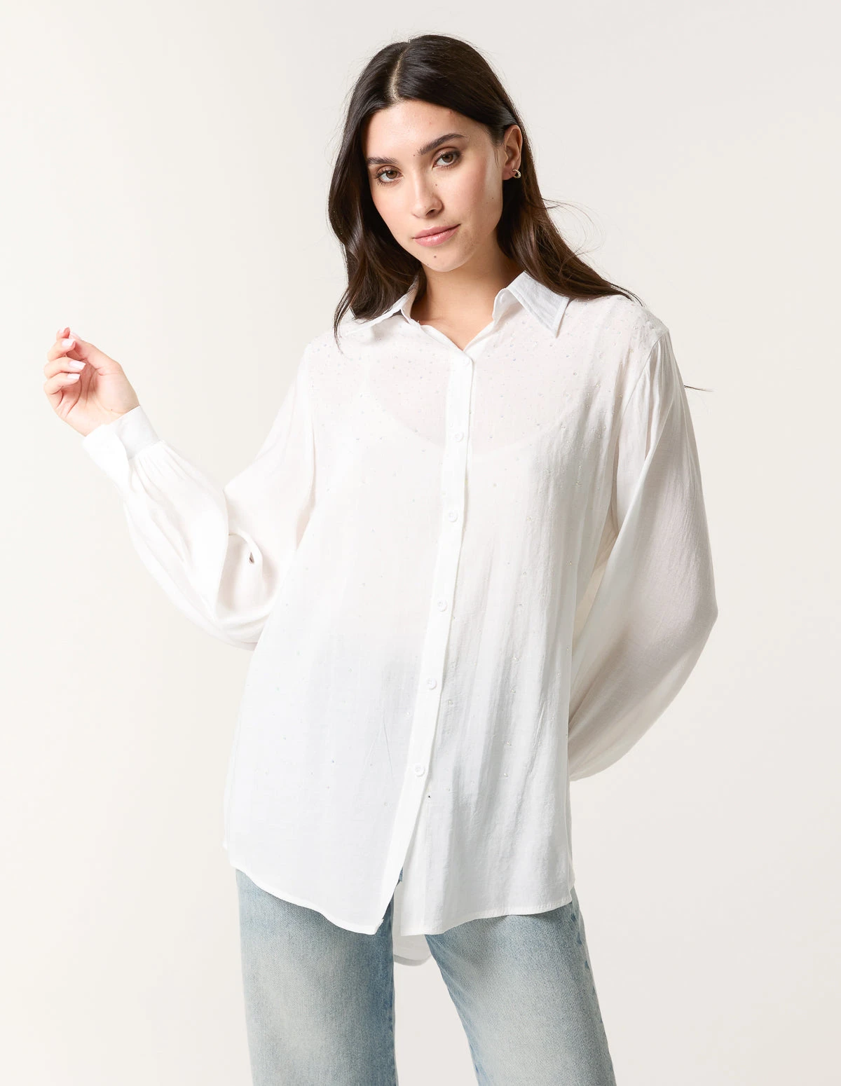 Diamante Detailed Classic Shirt(Diamante Detailed Classic Shirt) 1 Diamante Detailed Classic Shirt(Diamante Detailed Classic Shirt)