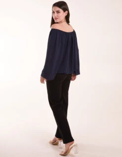 Necklace Bardot Elasticated Top(Navy Necklace Bardot Elasticated Top) 7 Necklace Bardot Elasticated Top(Navy Necklace Bardot Elasticated Top) -Repertoire Fashion Store BV3472 NAVY 0353