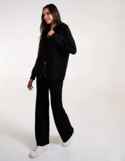 Zip Front Hoodie Tracksuit Set(Black Zip Front Hoodie Tracksuit Set)
