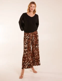Abstract Cheetah Pleated Trousers(Brown Abstract Cheetah Pleated Trousers)