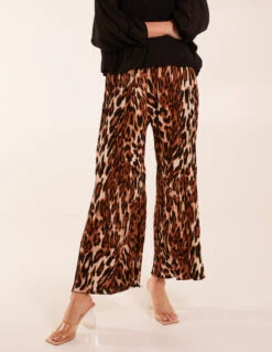 Abstract Cheetah Pleated Trousers -Repertoire Fashion Store BV3503 BROWN 0098