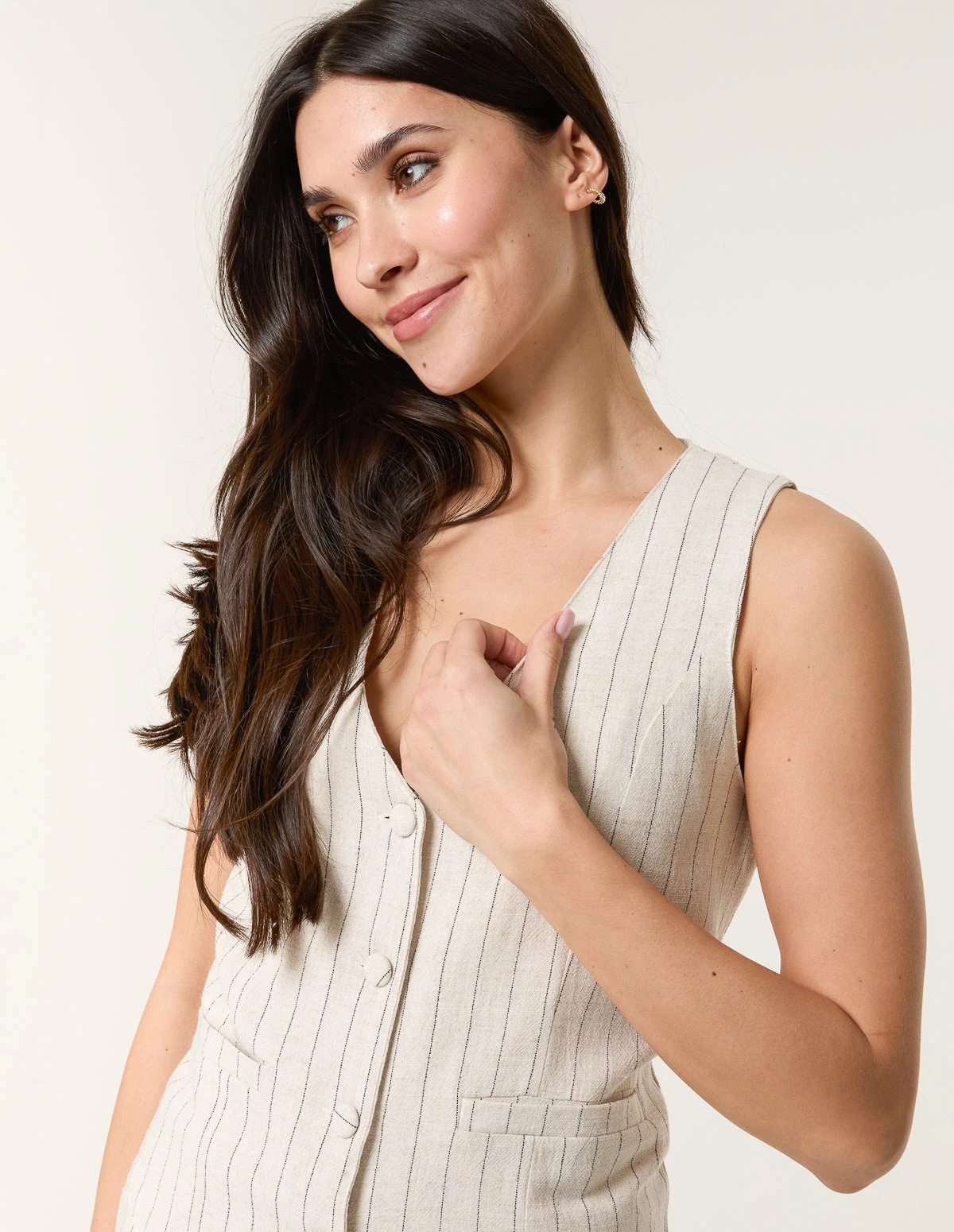 Linen Pinstripe Waistcoat(Linen Pinstripe Waistcoat) 4 Linen Pinstripe Waistcoat(Linen Pinstripe Waistcoat) - Image 4