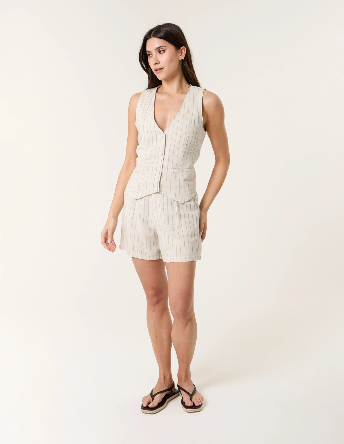 Linen Pinstripe Waistcoat(Linen Pinstripe Waistcoat) 5 Linen Pinstripe Waistcoat(Linen Pinstripe Waistcoat) - Image 5