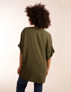 Knot Detail Top -Repertoire Fashion Store BV3557 KHAKI 10533