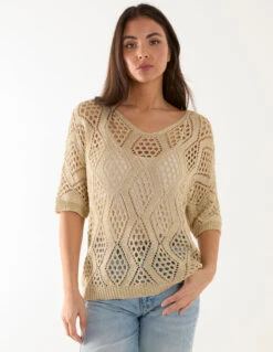 Crochet Lurex Top(Gold Crochet Lurex Top)