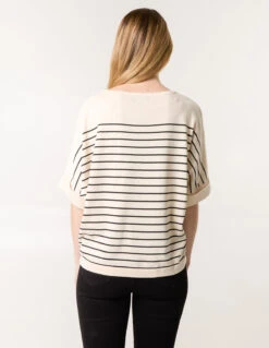 Horizontal Striped Top With Brooch(Horizontal Striped Top With Brooch) 7 Horizontal Striped Top With Brooch(Horizontal Striped Top With Brooch) -Repertoire Fashion Store BV3573001 145079