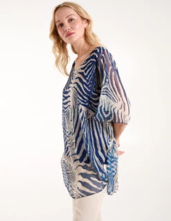 Zebra Oversized Tunic -Repertoire Fashion Store BV3662 NAVY149