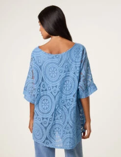 Lace Necklace 2 In 1 Top(Lace Necklace 2 In 1 Top) -Repertoire Fashion Store BV3663 DENIM 14126