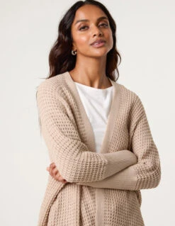 Textured Cardigan(Beige Textured Cardigan) -Repertoire Fashion Store BV3741 EIGE 1150