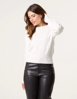 Puff Sleeve Textured Jumper(Ivory Puff Sleeve Textured Jumper)