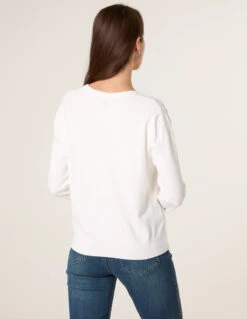 V Neck Diamante Button Cardigan(Ivory V Neck Diamante Button Cardigan) -Repertoire Fashion Store BV3759 IVORY 37223