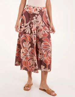 Paisley Printed Satin Wide Leg Culotte Trousers(Paisley Printed Satin Wide Leg Culotte Trousers)