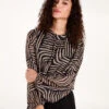 Geometric Swirl Bubble Hem Top(Geometric Swirl Bubble Hem Top)