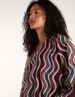 V Neck Bubble Top(Wine V Neck Bubble Top) -Repertoire Fashion Store BV4311 WINE 4