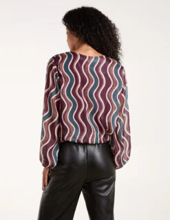 V Neck Bubble Top(Wine V Neck Bubble Top) -Repertoire Fashion Store BV4311 WINE 5