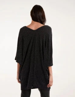Double V Metallic Tunic(Double V Metallic Tunic) -Repertoire Fashion Store BV4512 BLACKSILVER 78049
