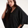 Double V Metallic Tunic(Double V Metallic Tunic) -Repertoire Fashion Store BV4512 BLACKSILVER 78094