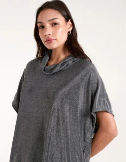 Roll Neck Oversize Lurex Top(Black Roll Neck Oversize Lurex Top) -Repertoire Fashion Store BV4512 BLACKSILVER 78132