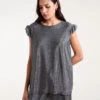 Frill Sleeve Metallic Top(Black Frill Sleeve Metallic Top) -Repertoire Fashion Store BV4513 BLACKSILVER 77961