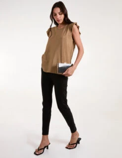 Frill Sleeve Metallic Top(Gold Frill Sleeve Metallic Top)