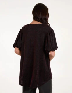 Bubble Sleeve Metallic High Low Top(Wine Bubble Sleeve High Low Top Metallic Stre) -Repertoire Fashion Store BV4514 BLACKWINE 78136 a08b1355 48e4 4bc1 95a2 1fd5979b5cab