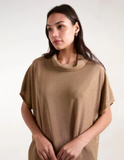 Roll Neck Oversize Lurex Top(Gold Roll Neck Oversize Lurex Top)